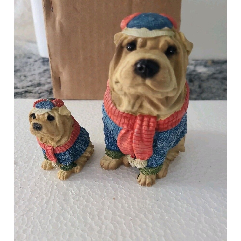 vintage Shar Pei father and son figurines from Artmark's The Marlo Collection, c